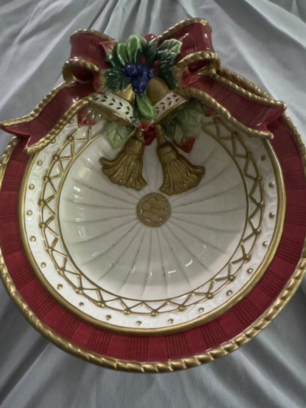 Vintage Fitz and Floyd Christmas Deer canape bowl